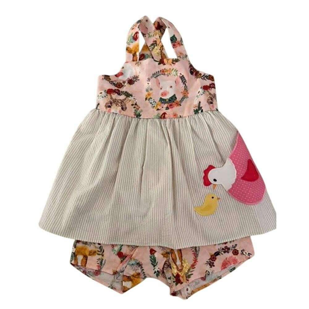 Ric Rac & Ruffles Farm Animals 4T Matching Cotton Set Barnyard Rare MIA CHARRO